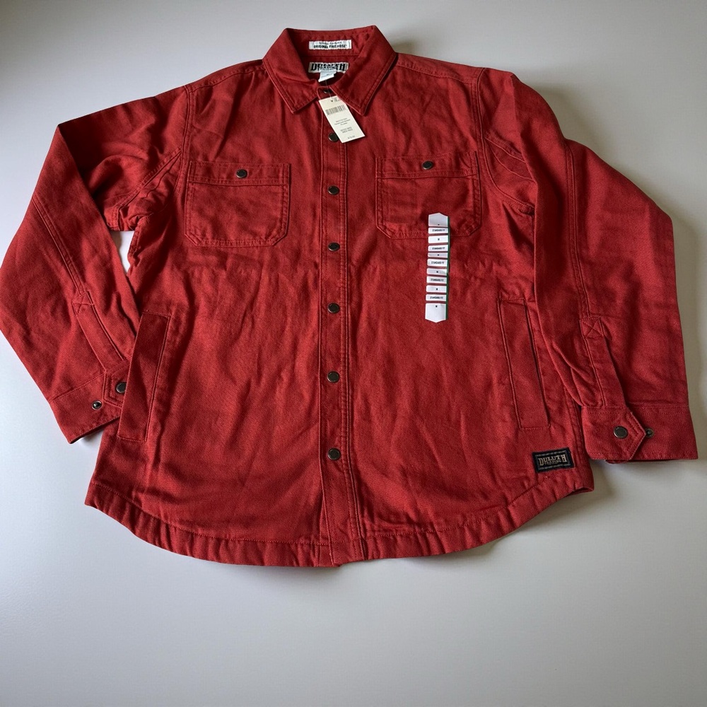 Duluth Trading Original Fire Hose Muted Red Button-Up Lined Jacket Shirt Size M